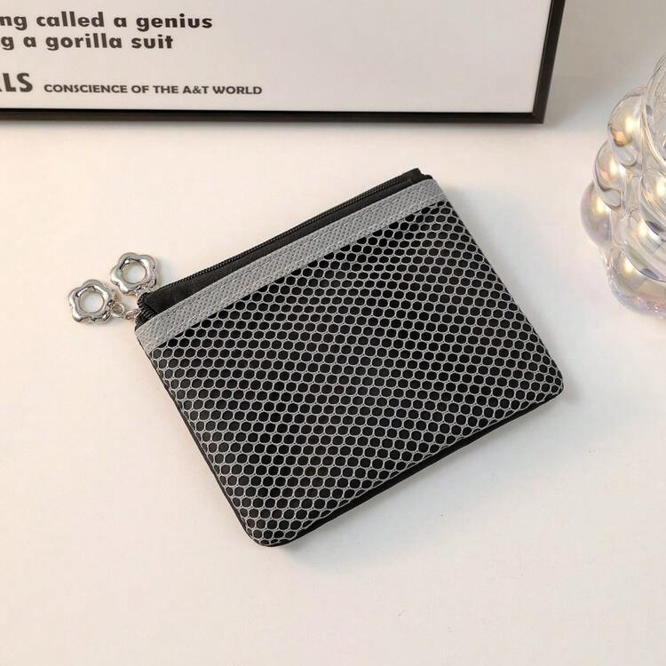 Grid Storage Bag - Premium Zippered Card Holder With Large Capacity For Earphones, Lipstick, Coins, And Miscellaneous Items - View 7