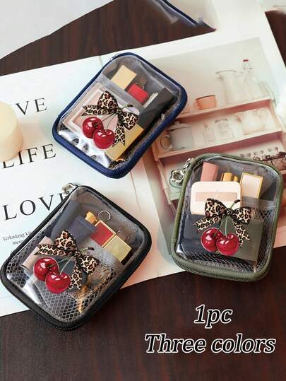 Túi đựng mỹ phẩm tối giản in họa tiết nơ anh đào, túi trang điểm trong suốt chống thấm nước dung tích lớn có lớp lót, túi đựng mỹ phẩm đa năng, túi đựng đồ dùng ký túc xá, đồ dùng phòng tắm, đồ trang sức, son dưỡng môi và mỹ phẩm, đồ dùng học tập, túi trang điểm cần thiết cho kỳ nghỉ, quà tặng cô dâu, quà tặng mẹ, quà sinh nhật, quà tặng bạn bè và giáo viên.