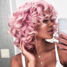 12 Inch Afro Curly Kinky Wig - High Temperature Fiber, Basic Style, Rose Net Cap, Unisex Adult - Multicolor - View 1