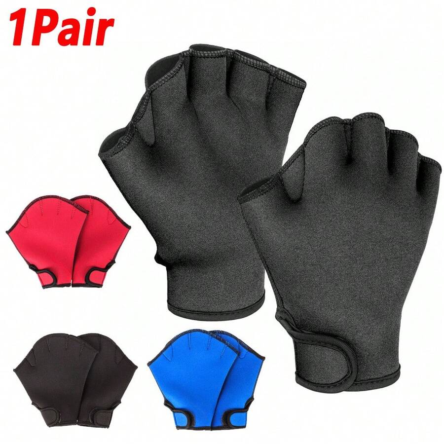1Pair Aquatic Gloves Swimming Training Webbed Swim Gloves For Men Women Adult Aquatic Fitness Water Resistance Training - Multicolor - View 1