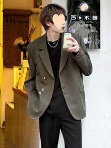 Spring And Autumn New Handsome, Loose, Lightweight, Cool, Fashionable Men's Clothing, Niche Design, Korean Style Suit Jacket - 咖啡棕 - 查看 2