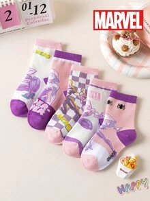 1/5/10 Pairs Kids Socks With Marvel Superhero Spider-Man Design, Boys' Mid-Calf Socks, Korean Cartoon Style, Girls' Socks, Spring/Summer - Multicolor - View 2