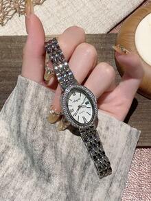 1pc Women's Oval Quartz Watch, Elegant & Fashionable, Suitable For Daily Wear, Also Great As Birthday/Graduation Gift Or Casual Occasion - Gold - View 7