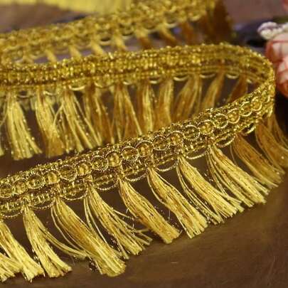 2 Sizes Gold Tassel Trim, Beaded Tassel Fringe, Sewing Decorative Trim, Suitable For Crafts, Clothing, Curtains