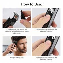 Hailicare Professional Wireless Electric Hair Clipper And Beard Trimmer, Men's Electric Shaver, Rechargeable Haircut Set With LED Display, Professional Barber Scissors Set, Men's Grooming Trimmer - Black - View 8