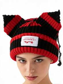 Solid Color Cute Fashion Versatile Ear Beanie, Unisex Knitted Brimless Hat For Spring And Autumn - Pig Hat - View 21