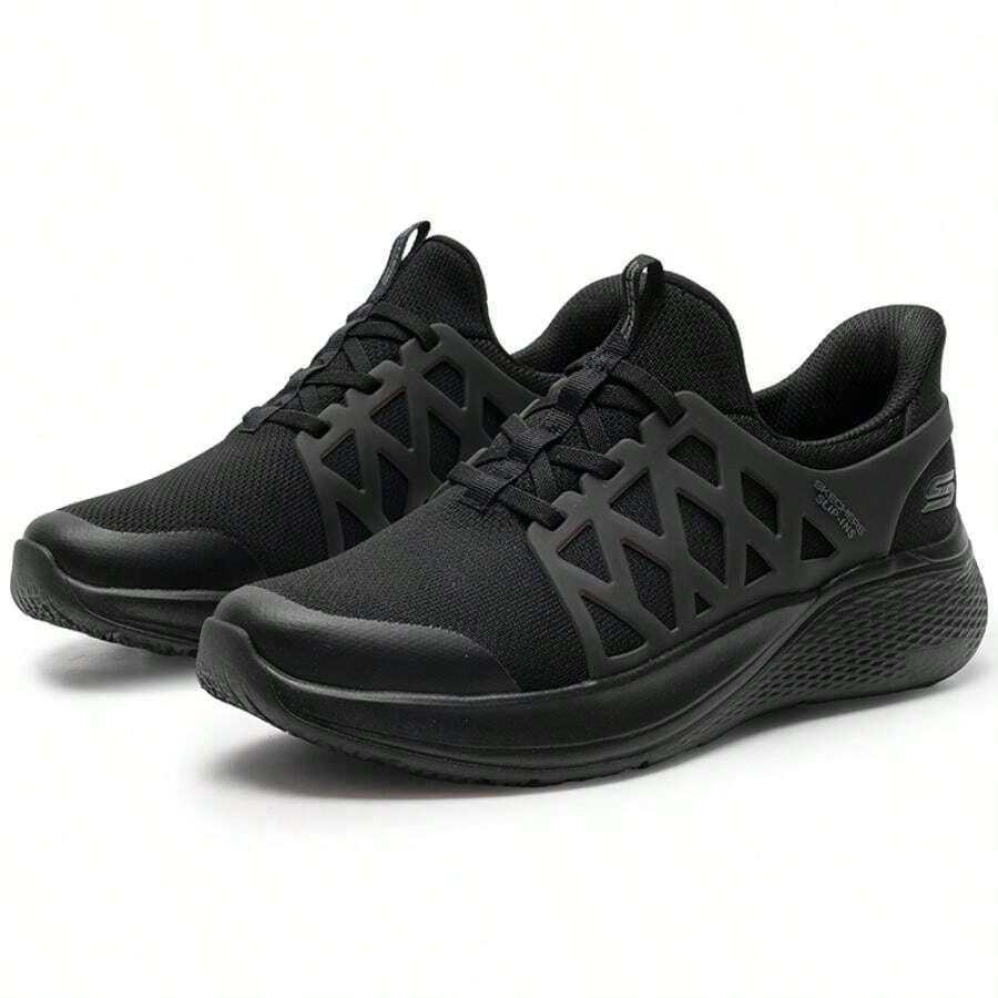 Skechers Zapatos casuales para hombres, Serie BOB'S para hombres, zapatos deportivos casuales con cordones, zapatos para uso diario, zapatos deportivos casuales para exteriores, se sugiere pedir medio número menos, 118308-BBK - Todo negro - Ver 1
