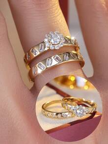 极简时尚独特叠戴戒指套装 - 套戒 - 查看 3