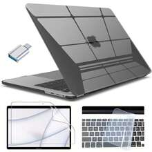 4pcs Compatible With Macbook Air 13-Inch Case 2025 2024 2022 M4 A3240 M3 A3113 M2 A2681, Plastic Hard Case, Keyboard Cover, Screen Film And Type C Air 13.6-Inch Case, Black Office Desk Desk Office Supplies Office Accessories Mouse Pad Desk Mat Mousepad Study Table Mouse Pad For Desk Desk Decor - 13.6 A2681/A3240 - View 1