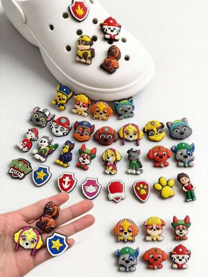 Paw Patrol 5pcs/10pcs Cartoon Shoe Charms, Random Colors And Styles, Soft Rubber VC Shoe Clips, DIY Shoe Accessories Suitable For Sneakers, Canvas Shoes, Basketball Shoes, Training Shoes, Running Shoes, Clogs, Unisex, Birthday Party Gift, Back To School Gift