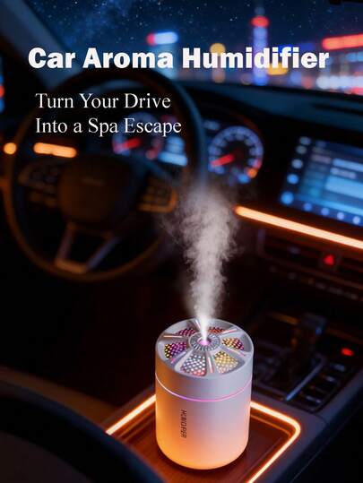 1pc New Mini Car Humidifier, Car Aromatherapy Humidifier, 2 Working Modes, USB Powered Quiet 180ml Capacity With Fragrance Function, Suitable For Car/Home/Office/Gift/Travel/Plant Room