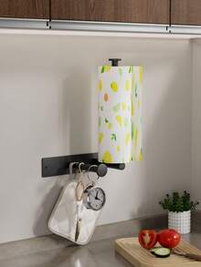 1Pc Maximize Your Kitchen Space With Versatile Wall-Mounted Organizer. Designed For Small Apartments, The Modern Matte Black Finish Adds A Touch Of Elegance To Any Kitchen,. Easy To Install And Use - Multicolor - View 7