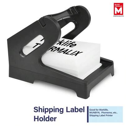 Marklife Makrlife 4x6 热敏标签架，适用于卷筒和折叠标签 - 运输标签架，适配热敏运输打印机，标签托盘兼容 D100/D200/Nelko 及其他桌面标签打印机，运输耗材，工业标签，黑色，灰色