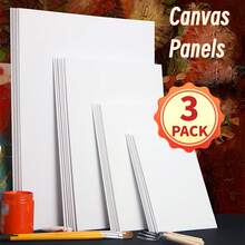 3pcs Small Painting Canvas Panels, Square Blank Flat Canvas Boards, White Suitable For Acrylic Painting, Drawing - Multicolor - View 2