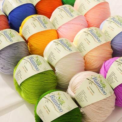 10 Skeins, 500g, High-Quality Bamboo Fiber Yarn, Silk - Super Soft & Comfortable, Suitable For Crocheting, Knitting, Sweaters, Scarves, Hats, Gloves And Colorful Toys - Ideal For Beginners, Multi-Color Options, Craft Supplies, Essential Craft Materials, Soft Texture, Durable Craft Material, Applicable For DIY Knitting And Crochet - Shawls, Scarves, Sweaters, Tops, Jackets, Gloves, Socks, Etc., Knitting Yarn | Luxurious Feel | Soft, Warm, Comfortable, Anti-Pilling