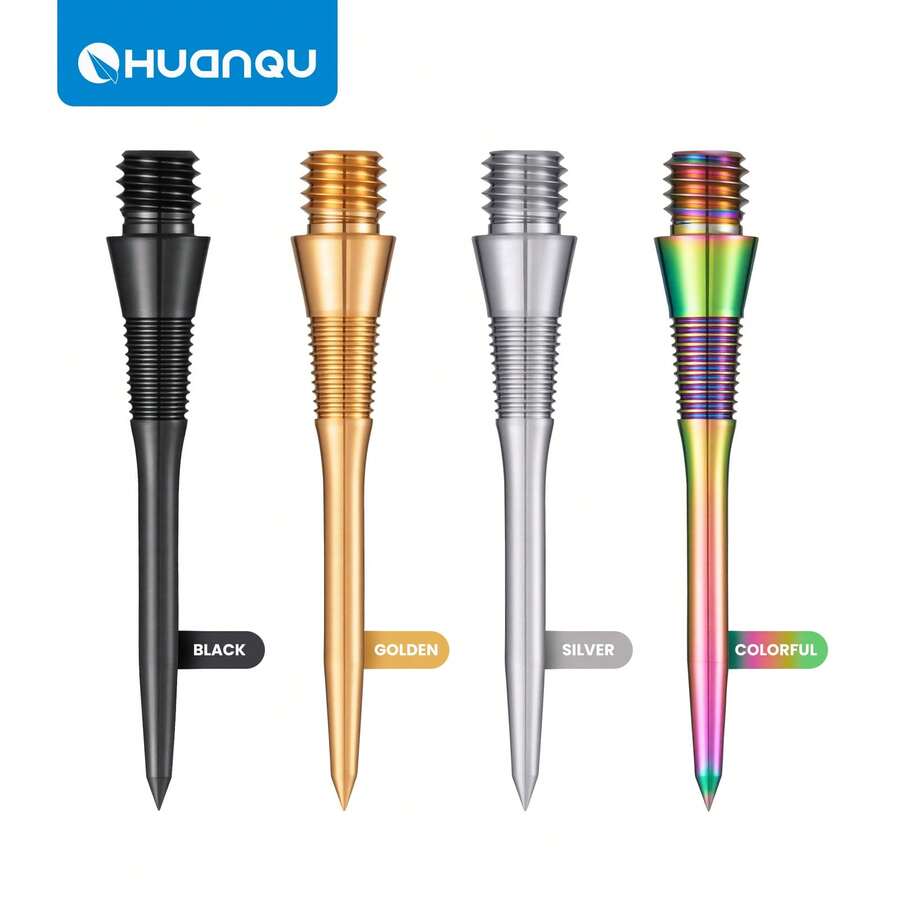 HUANQU 3支装钛合金TC4专业高品质飞镖镖尖，35mm通用镖尖，4种颜色可选（黑/银/金/彩色），精准耐用，提升投掷精度 - 适用于所有飞镖配件 - 彩色 - 查看 1