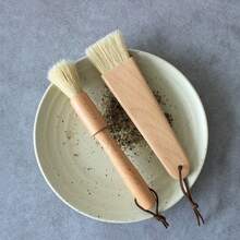 1pc Barbecue Brush, Oil Brush, Beechwood Bristle Brush, Round Pastry Brush, Wooden Handle Bread & Cake Baking Brush - Multicolor - View 5