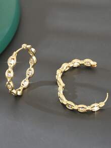 1 Pair Copper Water Drop Geometric Round Hoop Earrings, Versatile Personalized Hip-Hop Style Earrings For Women, Party & Date Gift - Round - View 4