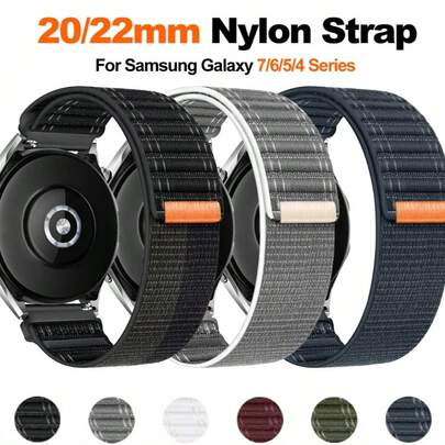 Correa de nailon compatible con Samsung Galaxy Watch 7/6/5/4 de 44mm, 40mm, 4/6 clásico de 47mm, 46mm, 43mm, banda deportiva para Galaxy Watch 5 pro de 45mm, 20mm, 22mm