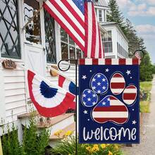 1PC Welcome 4th Of July Dog Cat Paw Print Patriotic Small Decorative Garden Flag, America USA Stars Stripes Dark Blue Yard Lawn Outside Decor, American Outdoor Home Decoration Double Sided 12 X 18 INCH - 12*18英寸 - 查看 7