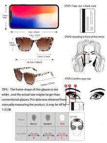 1 Pair Women's Leopard Print Element Glasses, Brown Frame, Cat Eye Shape, Fashionable Gradient Lenses, Suitable For Summer Travel And Beach Wear, An Ideal Fashion Accessory - Multicolor - View 5