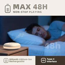便攜式白噪音機 20種聲音&10色小夜燈，睡眠治療裝置，記憶功能，32段音量，30/60/90分鐘定時，USB&AC充電，48小時電池續航，迷你旅行音效機，適合居家辦公睡眠放鬆禮物 - 白色 - 查看 5