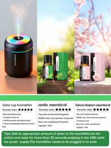 1 Peça Humidificador de Carro USB 180ml - Com Névoa Fria e Luzes LED, Aroma e Humidificador de Ambiente, Purificador de Ar Essencial Pequeno para Carros. Disponível em Preto e Branco, Proporciona Ar Fresco Duradouro e é Ideal para Carro, Casas, Quartos, Escritórios e Casas de Banho - Modelo H09 - Ver 30