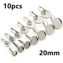 10pcs 6-25mm Inner Size Stainless Steel French Lever Earring Cabochon Blank Base Setting Tray DIY Ear Jewelry Making Bezel Accessories Findings - French Earrings - View 17