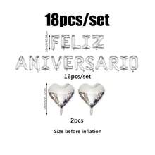 18个/套 西班牙语“Feliz Aniversario”字母气球，心形气球，适用于周年纪念、婚礼、庆典、情侣、情人节派对、求婚、新娘送礼会、周年纪念装饰 - 彩色 - 查看 11
