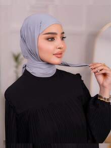 1pc Instant Triangle Hijab, All-In-One Tie-Up Design, Quick Wrap Without Slipping, No Undercap Or Folding Needed, Suitable For Daily Wear, Prayer, And Outings - Triangular Instant Hijab - View 4