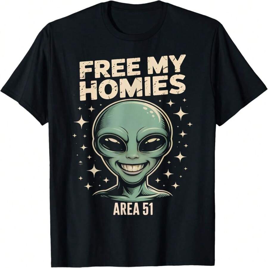 Free My Homies Area 51 Funny Alien Boys Kids Wo T-Shirt - Black 1 - View 1