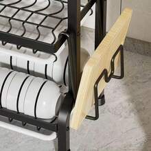 Three-Tier, Large-Capacity Drain Rack, Dish Rack Kitchen Essentials, Sturdy And Durable, Suitable For Kitchen Decor, Organizer Storage, And Kitchen Storage. It Can Hold Dishes, Cutlery, Spoons, Chopsticks, Cups, Coffee Cups, And Other Tableware - Black (Double-layered, Extra-thick) - View 6