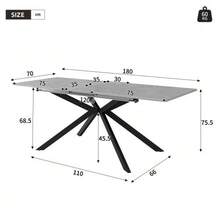 Extendable Dining Table, Automatic Extension Table, Rectangular Table, Coffee/Leisure Table, L 150/180 X W 70 X H 76 Cm, Crossed Legs, Cement Look, Black And Grey - Grey - View 5