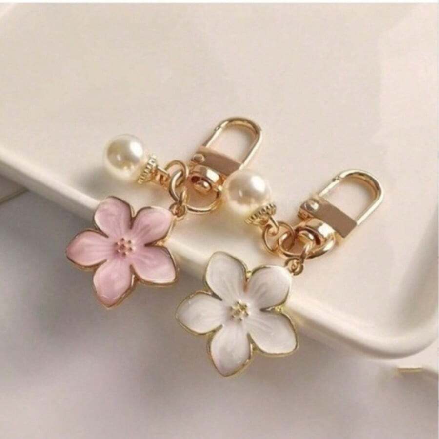 1/2 chiếc mặt dây chuyền hình hoa ngọc trai thời trang dành cho nữ, phụ kiện trang trí hình giọt nước bằng hợp kim tối giản cho xe hơi, móc khóa, tai nghe, điện thoại, đồ trang trí hình hoa cúc, quà tặng nhỏ. - Nhiều màu - Xem 1