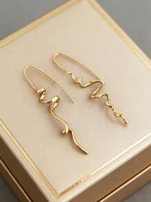 1 Pair Fashionable Abstract Design Earrings, Stylish, Elegant, Exquisite (No Gift Box) - Style 1 - View 6