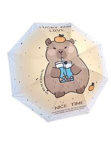 1pc Cute Cartoon Capybara Folding Umbrella - 8 Ribs, Waterproof & Windproof, Durable, Lightweight & Portable, Unisex - Ideal For Rainy Days, Travel & Outdoor Adventure, Adorable Umbrella - Multicolor - View 16