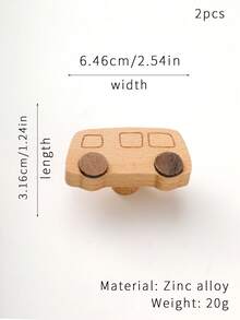 2个儿童房抽屉/橱柜门拉手，汽车造型木质单孔小旋钮 - 櫸木 - 查看 10