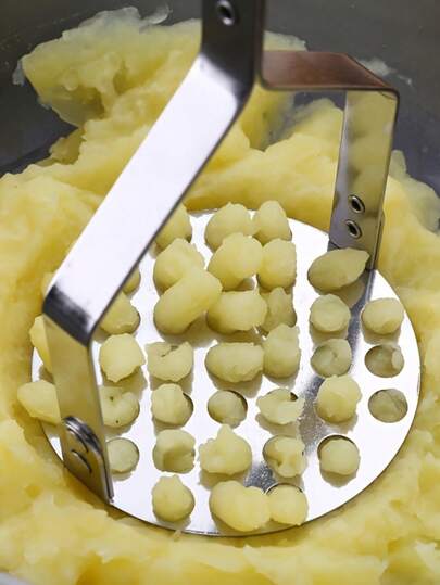 Stainless Steel Potato Masher - Manual Handheld Kitchen Ricer Tool For Vegetables, Fruits, Non-Electric Cooking - Durable Multi-Function Squeezer Suitable For Home And School Supplies