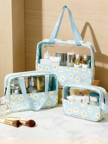 1 pieza/3 piezas Bolsas de tocador transparentes para viaje - Bolsas de maquillaje impermeables con estampado de mariposa y margarita - Organizador de cosméticos de viaje de varios tamaños para hombres y mujeres, ideal para viajes y uso diario, bolsas de playa de verano, artículos esenciales de viaje, artículos esenciales de crucero, bolsos de mujer, artículos esenciales de vacaciones, bolsa de maquillaje para viaje, bolsa de artículos de tocador, artículos esenciales de baño, viaje, cubos de embalaje organizador de maquillaje de viaje, bolsa de cosméticos, bolsa de lavado, bolsa de viaje de tocador, regalos para mujeres - Multicolor - Ver 5