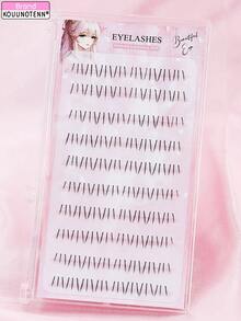 80pcs Cat Claw Style Lower Lashes, High Capacity Transparent Rod Natural Easy Stick A-Type Segmented Cluster Handmade False Eyelashes Extension Set, Suitable For Beginners - C - View 8