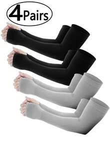 Bộ 4 chiếc/1 cặp ống tay chống nắng thoáng mát Beister, unisex, thích hợp cho hoạt động ngoài trời mùa hè, có lỗ xỏ ngón cái. - Nhiều màu - Xem 1
