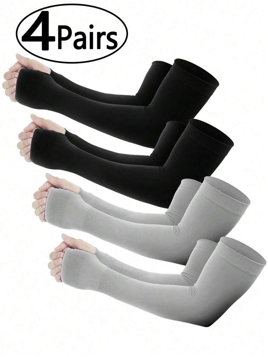 Bộ 4 chiếc/1 cặp ống tay chống nắng thoáng mát Beister, unisex, thích hợp cho hoạt động ngoài trời mùa hè, có lỗ xỏ ngón cái. - Nhiều màu - Xem 1