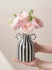 1pc Hand-Painted Double-Eared Vase, Creative, Fun, Cute Decorative Home Ornament, Nordic Style Housewarming Gift - Double-eared Vase - View 2