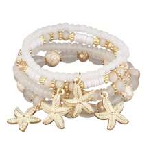 4件套海星吊坠串珠手链，度假风 - 彩色 - 查看 3