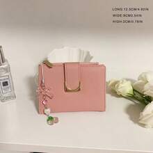 Cherry Pendant, Lychee Texture Small Wallet, Women's PU Leather Short Zipper Wallet, Fashion Coin Purse - Multicolor - View 4