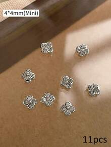 10颗奢华优雅方形美甲饰品，Y2K极简美甲配件，情人节必备，闪亮白色和粉色水钻，适合多种DIY美甲装饰，短指甲，法式美甲用品，美甲宝石 - 彩色 - 查看 15