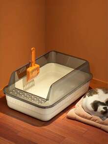 Semi-Enclosed Cat Litter Box + Cat Litter Scoop, Anti-Splash Cat Toilet, Cat Supplies, Cat Poop Box, Cat Litter Tray - 51.5*35*20 - View 5