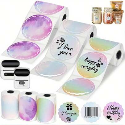 Round Colored Thermal Labels From SINMARK, Compatible With Portable Thermal Label Printers Like SK58, SK20, SK35, SK45, Phomemo M110, M200, M220, Etc. Ideal For Printing Storage Labels, Name Tags, Thank You Notes