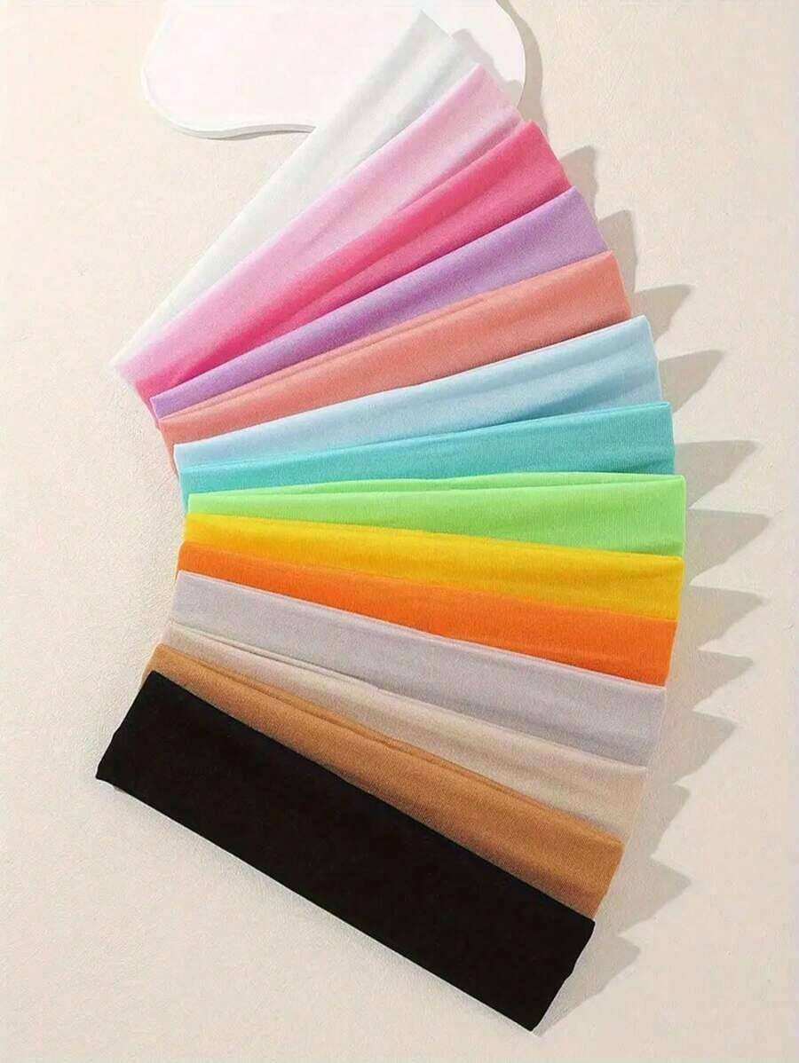 18pcs Elegant Bohemian Style Headbands, (No Duplicate Colors) Women's Colorful Elastic Sports Sweatbands, Yoga Running Hair Accessories, Knitted Headbands For Washing Face And Makeup - 彩色 - 查看 1
