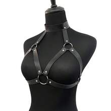 1pc Women's PU Leather Bra Harness With O-Ring & Buckle - Punk Gothic Chest Harness For Festival, Rave & Party Outfits - 彩色 - 查看 3